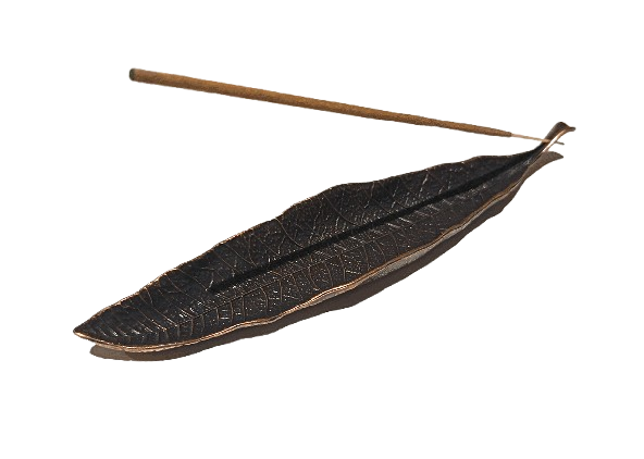 Porta Inciensos Metalico en Forma de Hoja