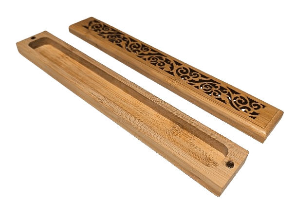 caja guarda inciensos de madera tallada