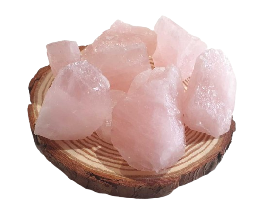 cuarzo rosa en bruto tres
