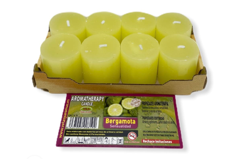 Pack 8 Velas Aromaterapia de Bergamota