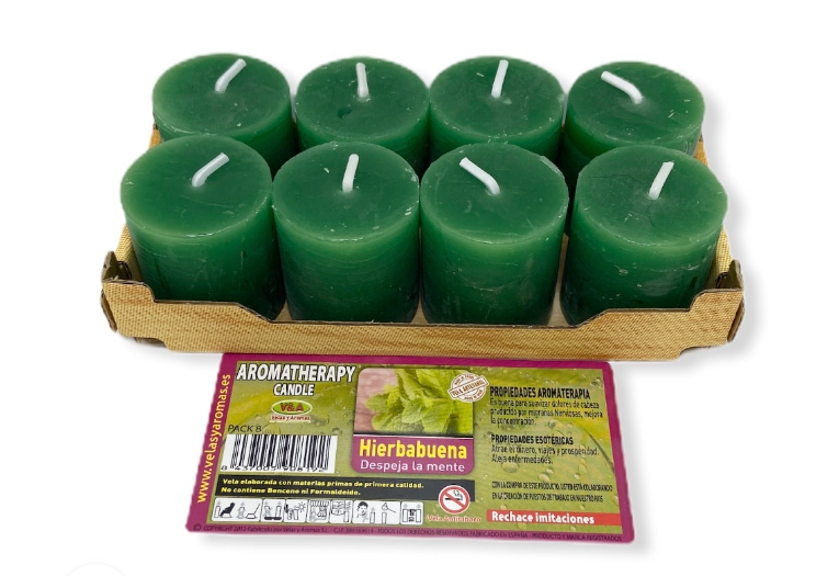 Pack 8 Velas Aromaterapia de Hierbabuena