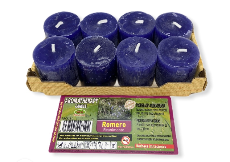 Pack 8 Velas Aromaterapia de Romero
