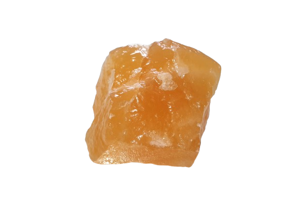 Pieza de calcita naranja natural en bruto con tonos cálidos