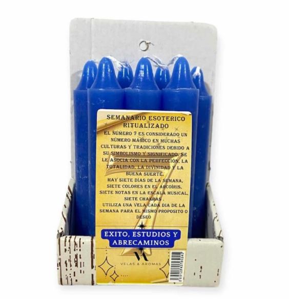 Semanario esotérico siete velas azules para atraer éxito, estudios y abrecaminos