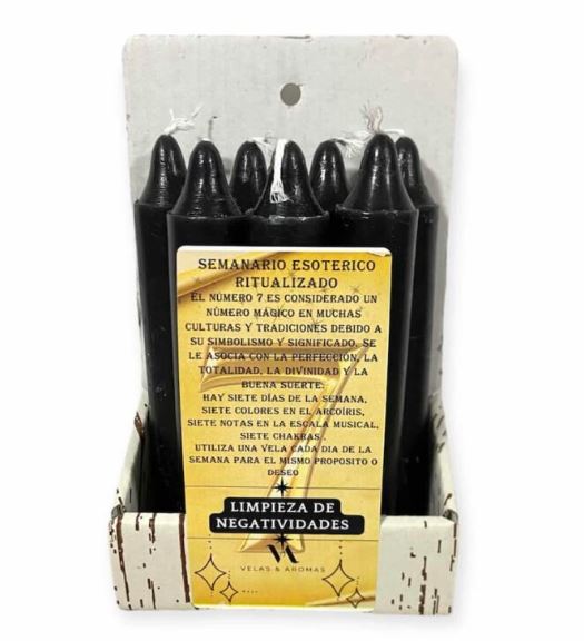 Semanario esotérico siete velas negras para limpieza de negatividades