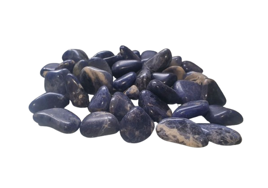 Sodalita pulida natural de Brasil de 6 a 9 gramos con tonos azules y vetas blancas