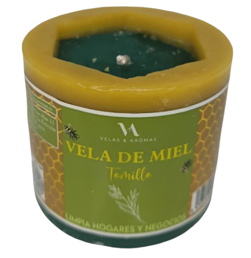 Velón de Aromaterapia de Miel de Tomillo, Limpia Hogares y Negocios
