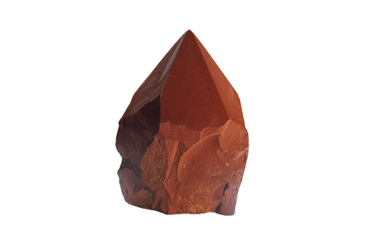 punta de jaspe rojo semipulido con base